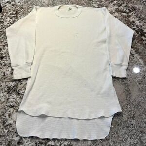 Vintage 1960s white long sleeve thermal shirt Hanes brand‎ XL